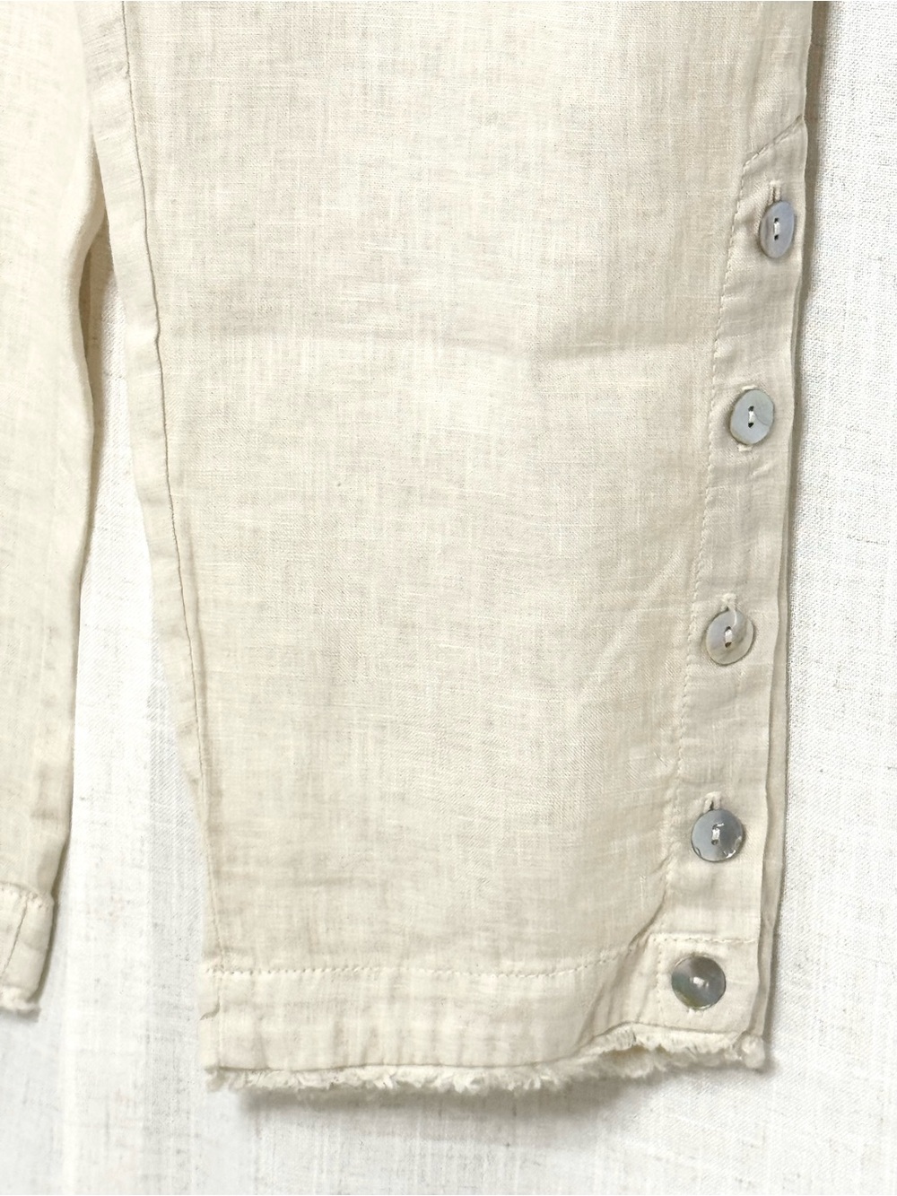 Bella Dahl 100% Linen Drawstring Ankle Pants Button Hem Cream Size Medium NWT - Picture 4 of 10